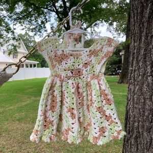 Handmade Vintage Crochet Toddler Dress + Matching Bonnet